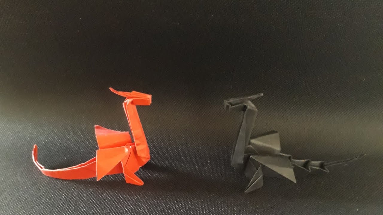 Origami, dragão, Dragon, dragón.