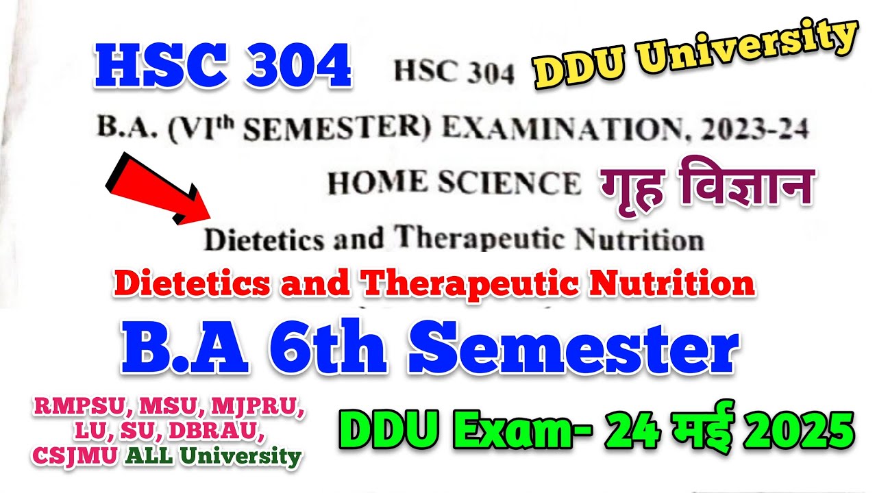 BA 6th semester home science paper 1 | dietetics and therapeutic nutrition | hsc 304