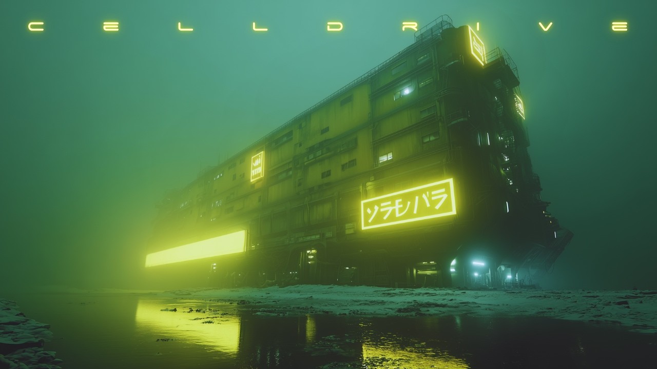 CELLDRIVE: Blade Runner Ambience & Snow | Cyberpunk Relaxation | Energy Depot on a Frozen Lake | 4K