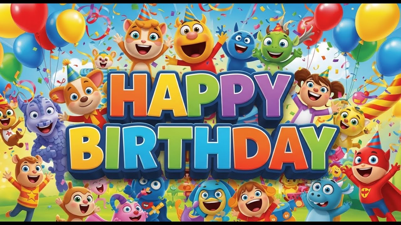 🎂 Happy Birthday Song for Kids 🎉 Fun, Colorful & Cheerful 🎈 Kids Party Song