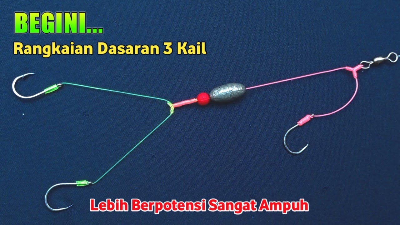 Tutorial cara mudah membuat rangkaian pancing dasaran | 3 kail