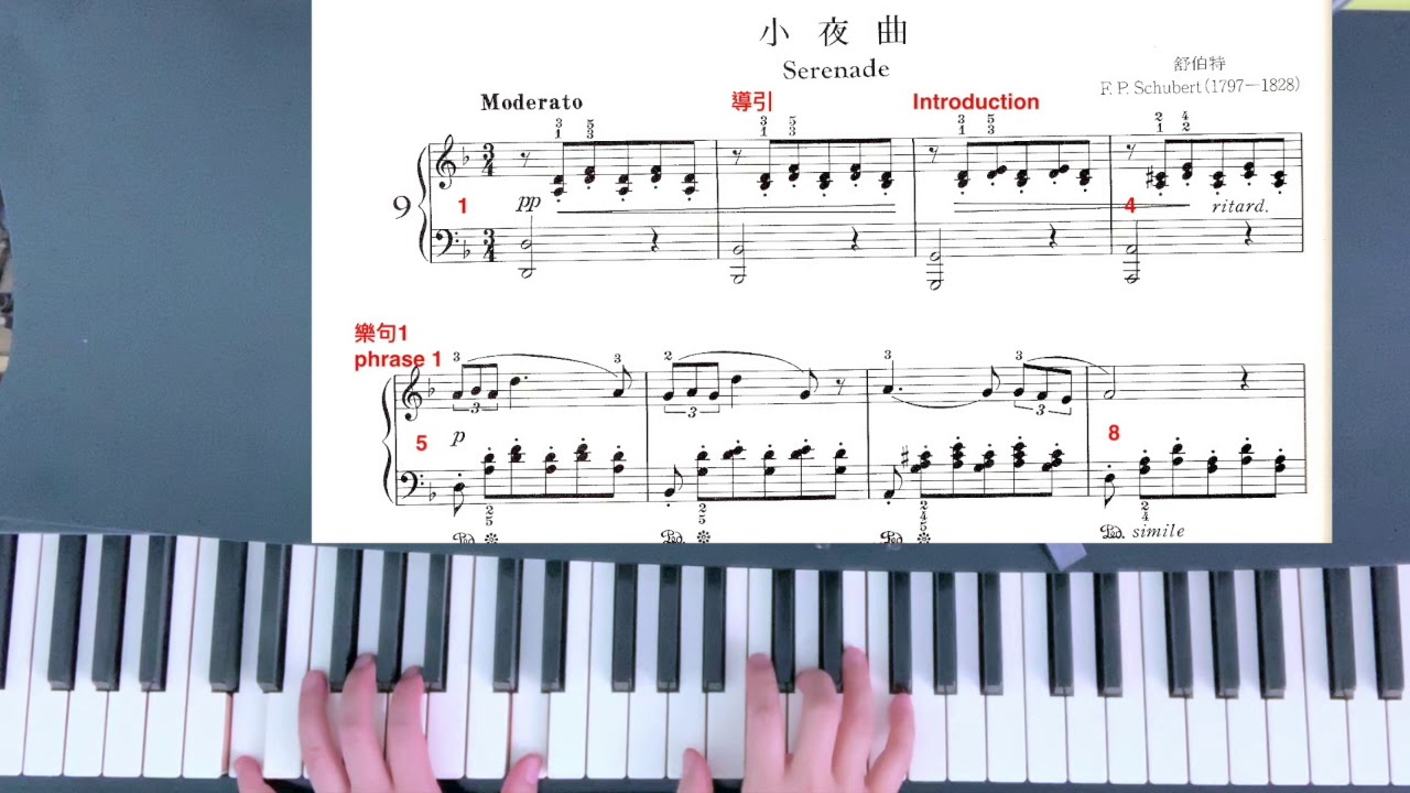 免費鋼琴課（81），「小夜曲」舒伯特作曲，謝明琪鋼琴教室