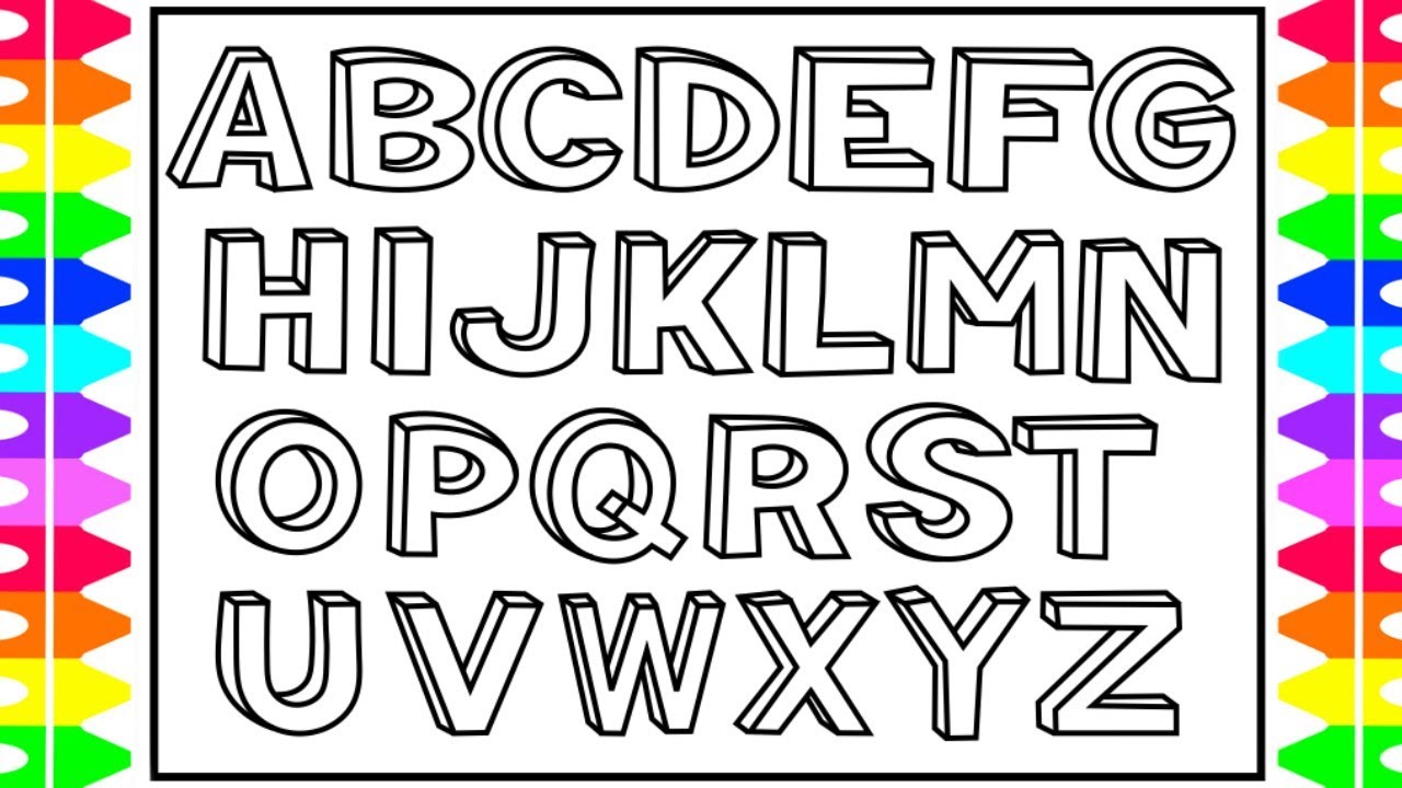 How to Draw 3D Alphabet Letters Kids | Drawing and Coloring Alphabets | ABC A to Z Coloring Pages