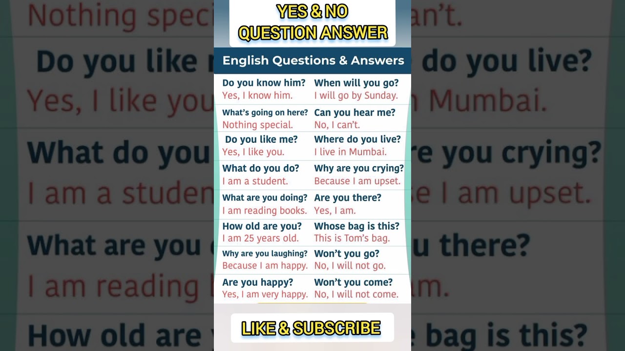 yes & no👉 daily use english spoken sentences|✍️ how to ask questions & answer #spoken #shorts