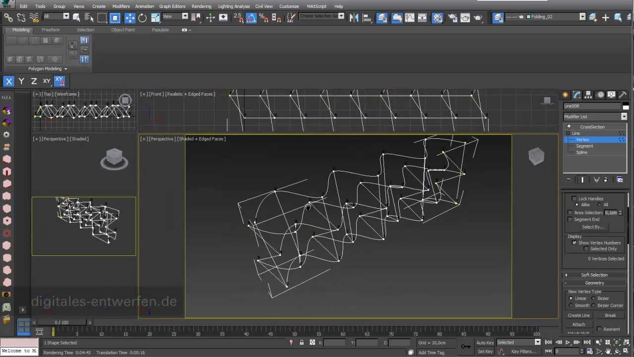 Folding 02: Folding based on spline lines in 3ds max