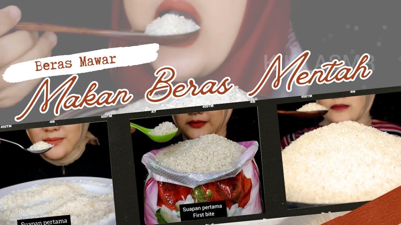 ASMR RAW RICE EATING || MAKAN BERAS MENTAH MERK MAWAR || KIKI_ASMR
