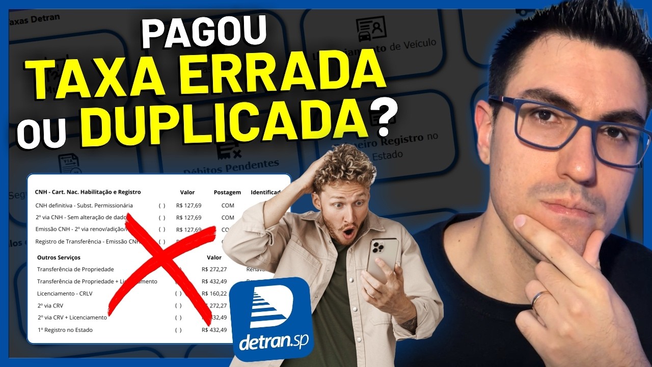 PAGOU ERRADO ou DUPLICADO TAXAS DO DETRAN? Como RESTITUIR DINHEIRO PAGO? REEMBOLSO | PASSO A PASSO