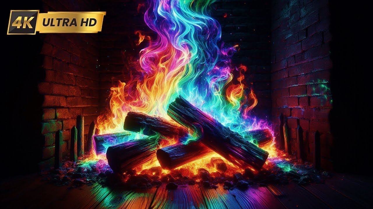 🔥 Soothing Rainbow Fireplace 4K Ultra HD | Relax, Sleep, Study & Meditation Ambience