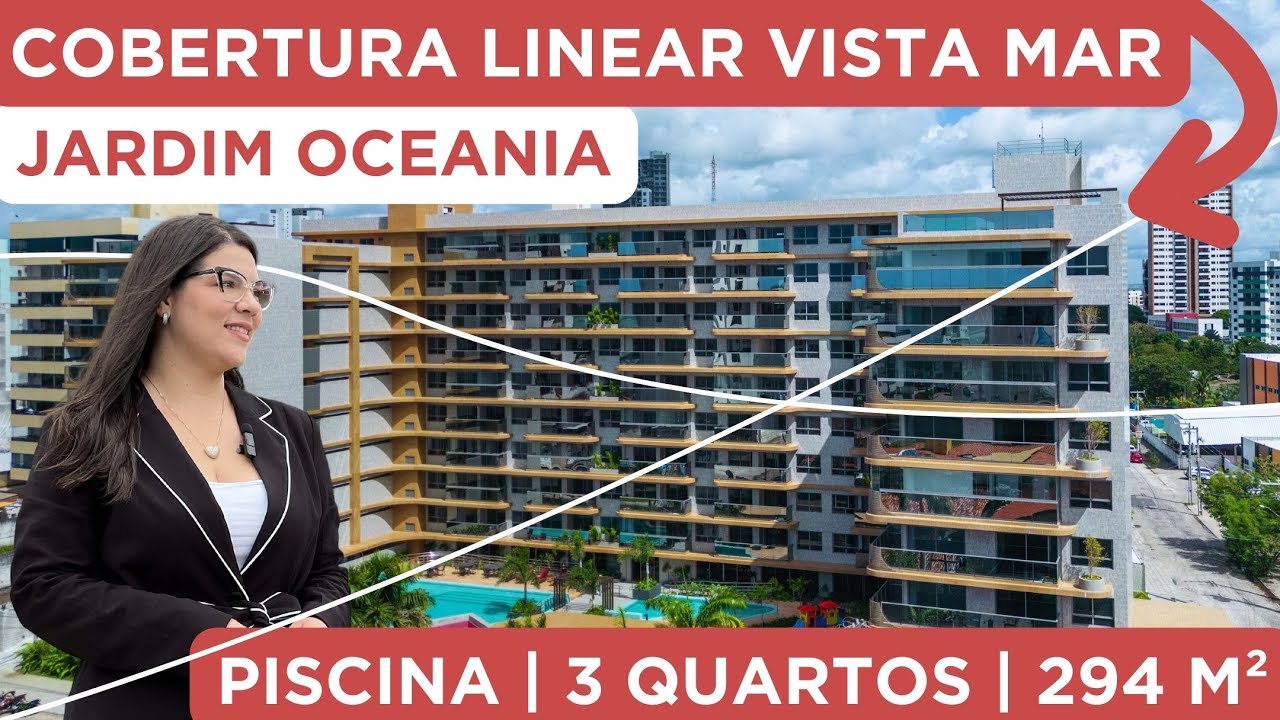 COBERTURA LINEAR VISTA MAR COM PISCINA NO JARDIM OCEANIA A 250 METROS DA PRAIA EM JOÃO PESSOA