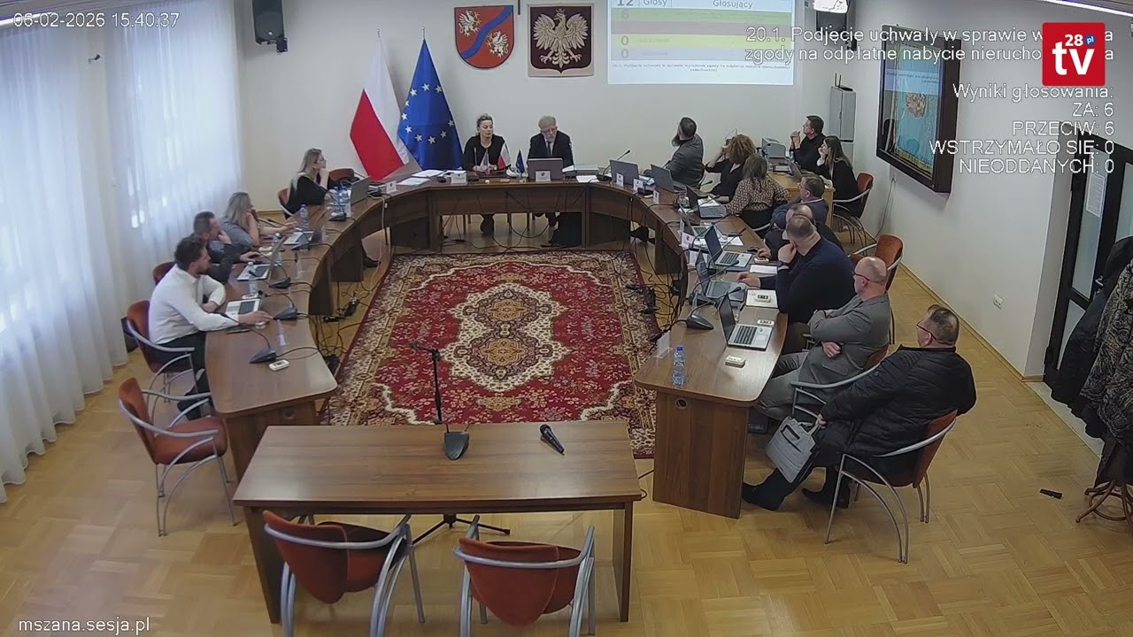 Fragment sesji gminy Mszana Dolna. Dyskusja nad uchwałą dot. wyrażenia zgody na zakup nieruchomości