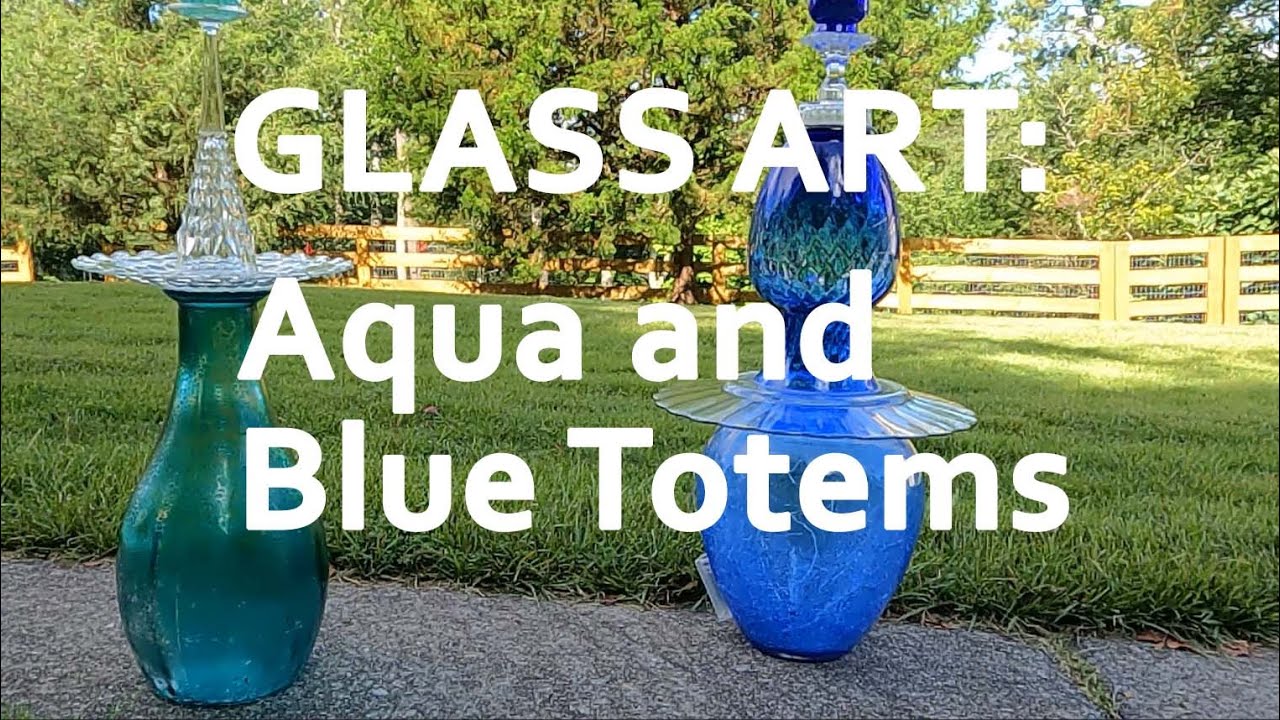 GLASS ART Aqua and Blue Totems