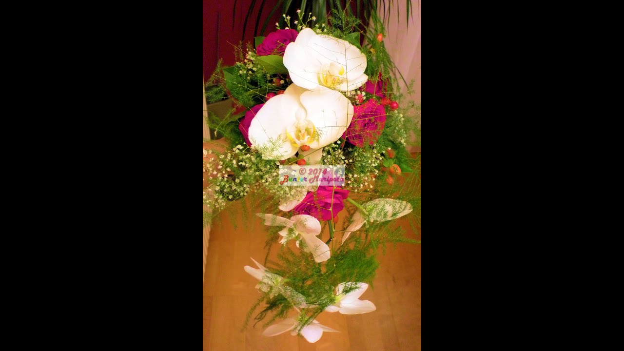 DIY Ramo de novia en cascada, con rosas y orquideas