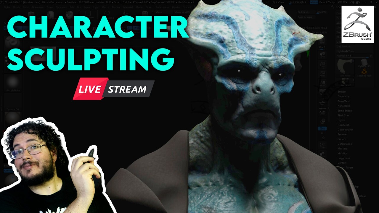 Zbrush Character Sculpting!  3D Livestream!