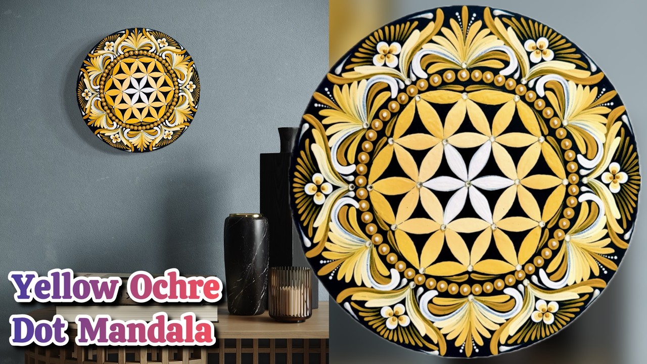 Unleash Your Creativity: Beautiful Yellow Ochre Dot Mandala!