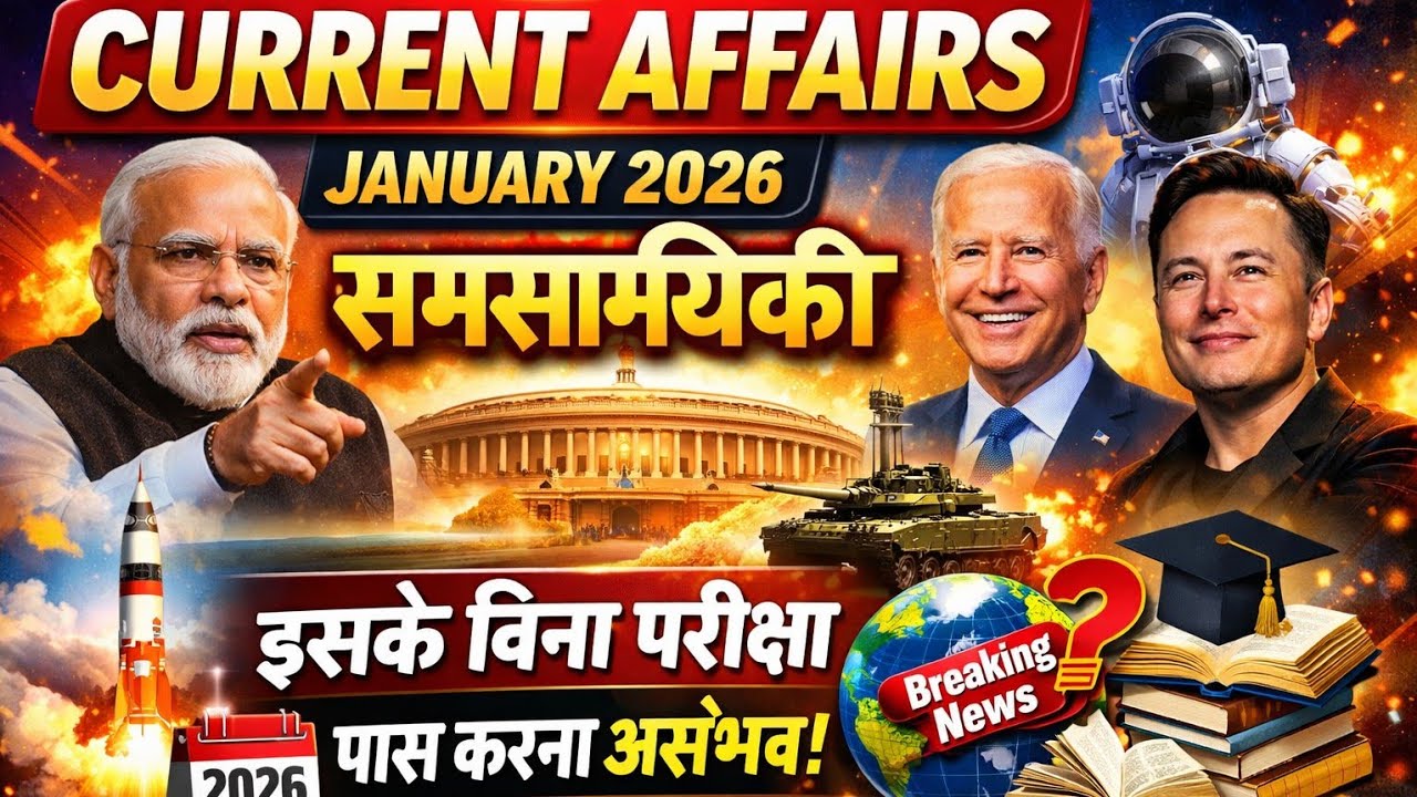 करंट अफेयर्स जनवरी 2026 मोस्ट इंर्पोटेंट क्वेश्चन करंट अफेयर्स की अचूक क्लास