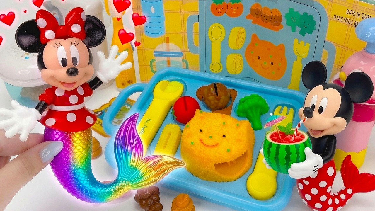 Minnie Mouse 2026🎀 Set Unboxing rainbow mermaid bath y desayuno sorpresa con juguetes Disney ASMR