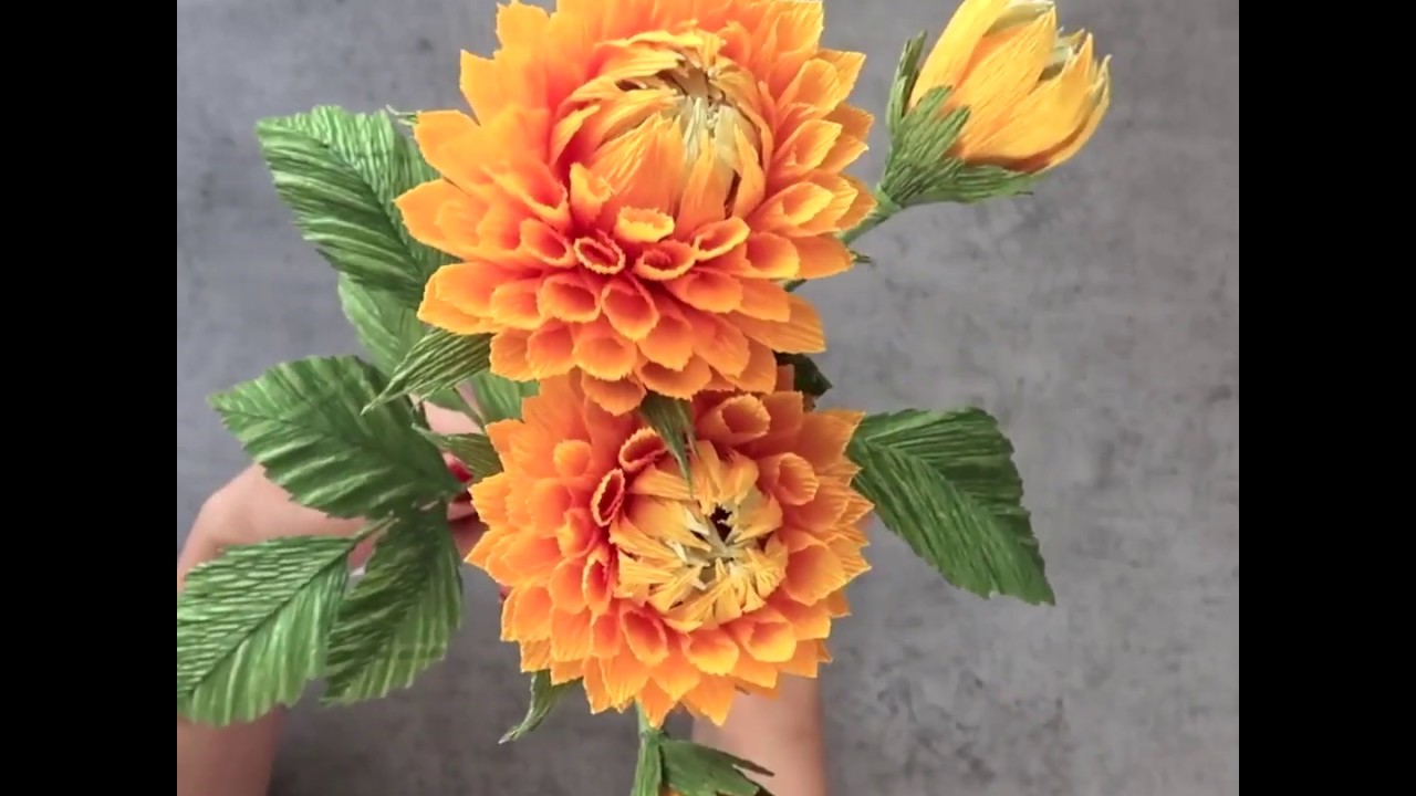 Hướng dẫn làm hoa thược dược bằng giấy nhún