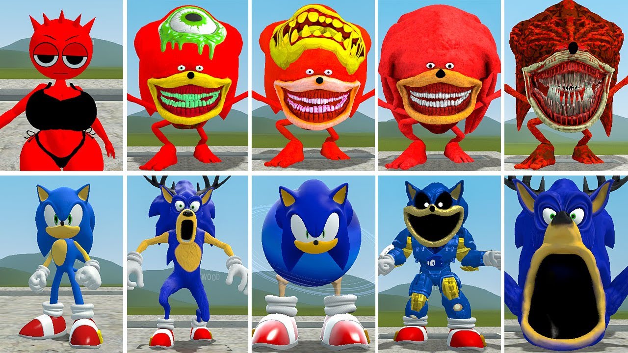 ALL NEW SONIC RED TAPES FAMILY VS ALL SONIC CURSEDDEER 99 ? in Garrysmod!,...