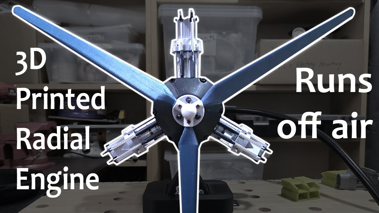 3D Printed Radial Engine runs off Compressed Air!