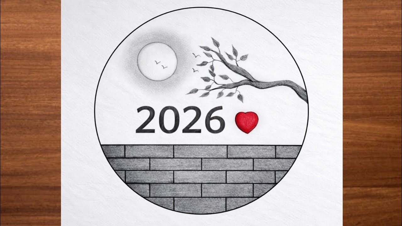 Happy New Year 2026 | Minimal Pencil Art with Love ❤️ | New Year Special Drawing