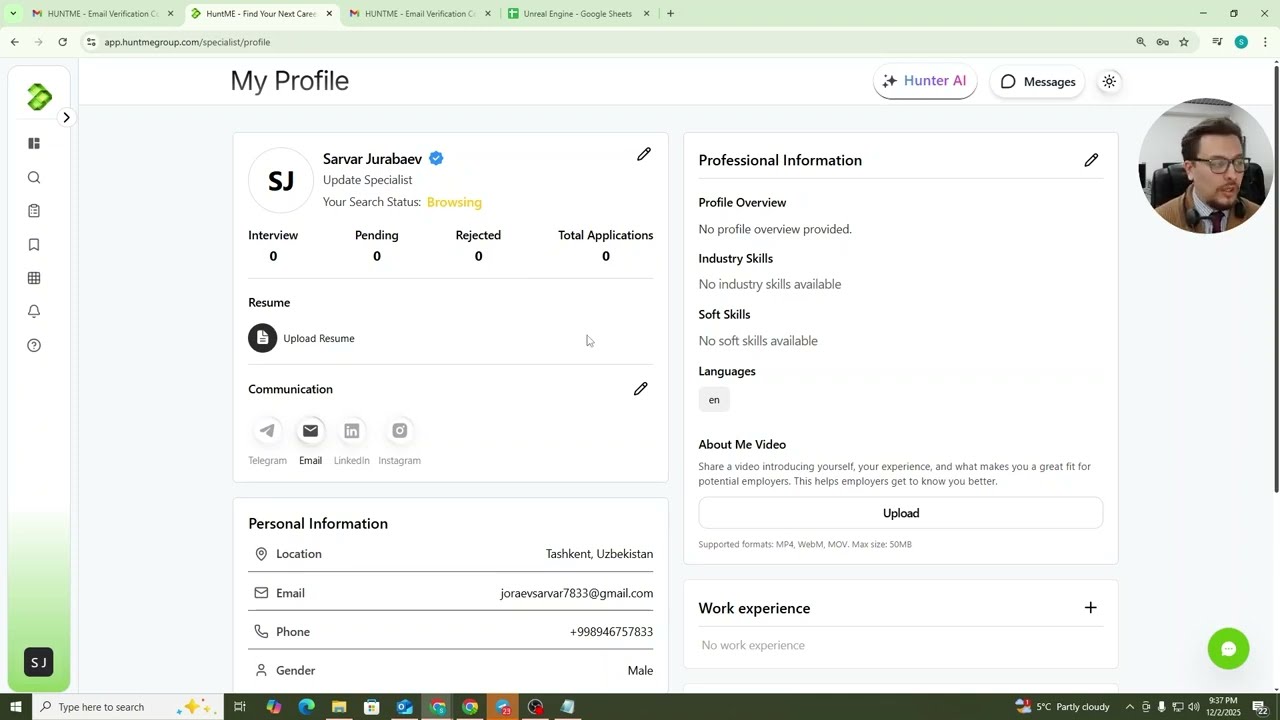 HuntMe'da profilni qanday to'ldirish | 5-qism