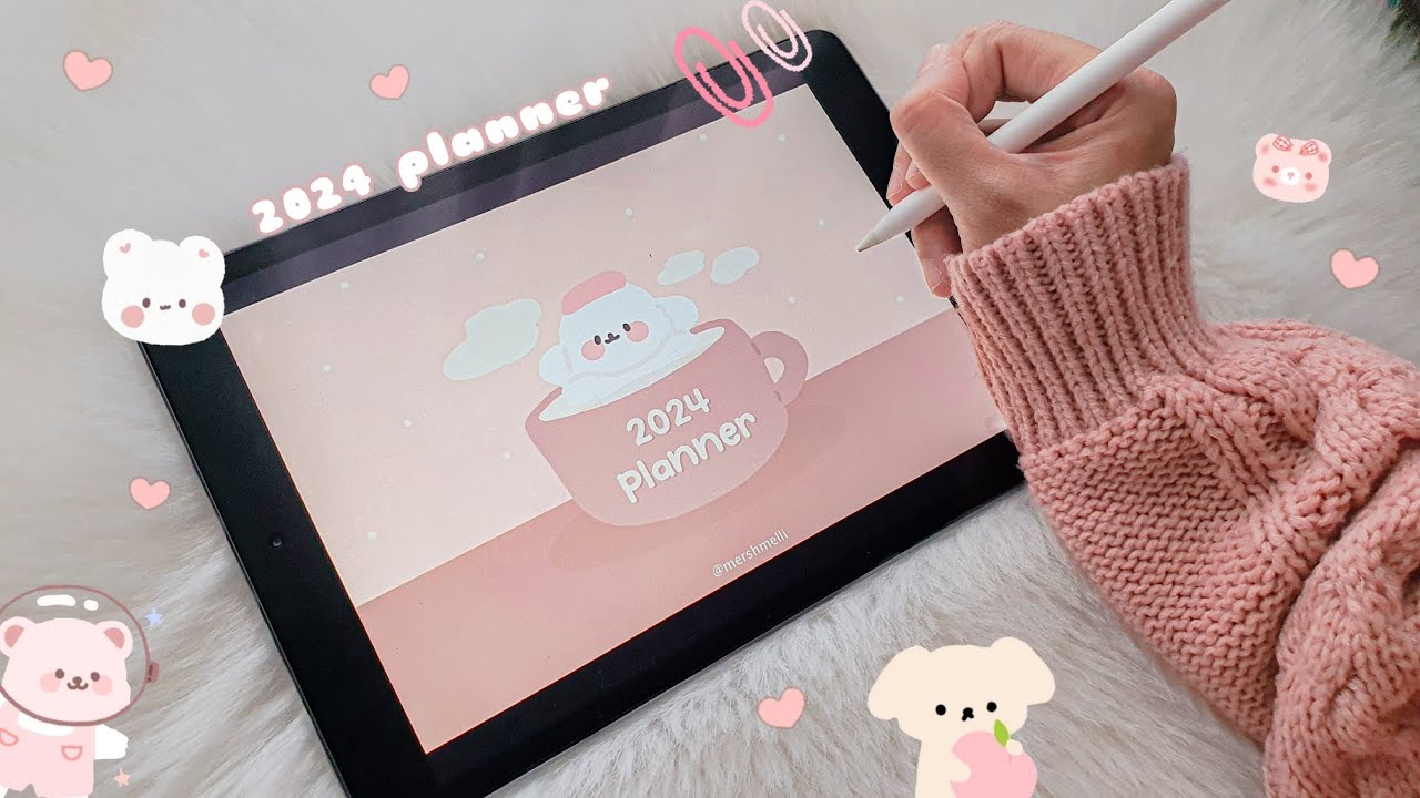 2024 Digital Planner + Hyperlink 🧸💗 | Free Template (Sunday & Monday Start)