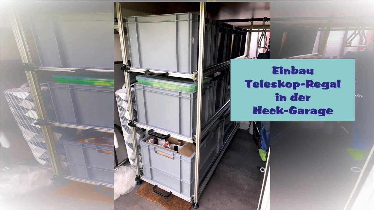 Regalsystem mit Teleskopschienen für die Heckgarage