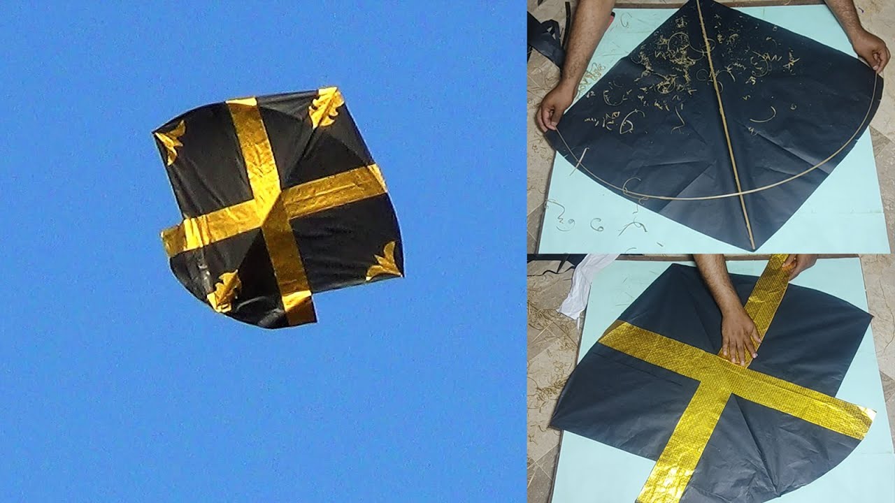 Gold 1.5 Tawa kite with Measurement - Golden dair tawa kite banane ka tarika - GolgappaY kites