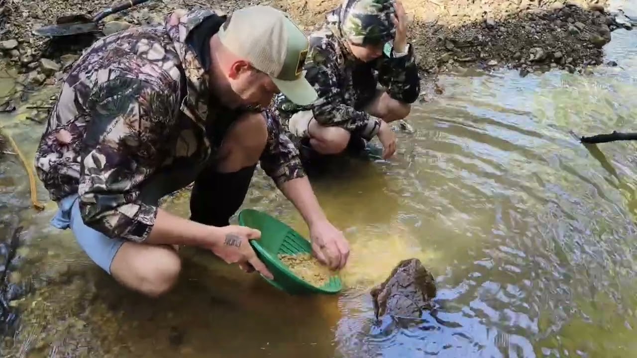 Gold panning in the Yarra Valley Victoria Australia with the grandkids