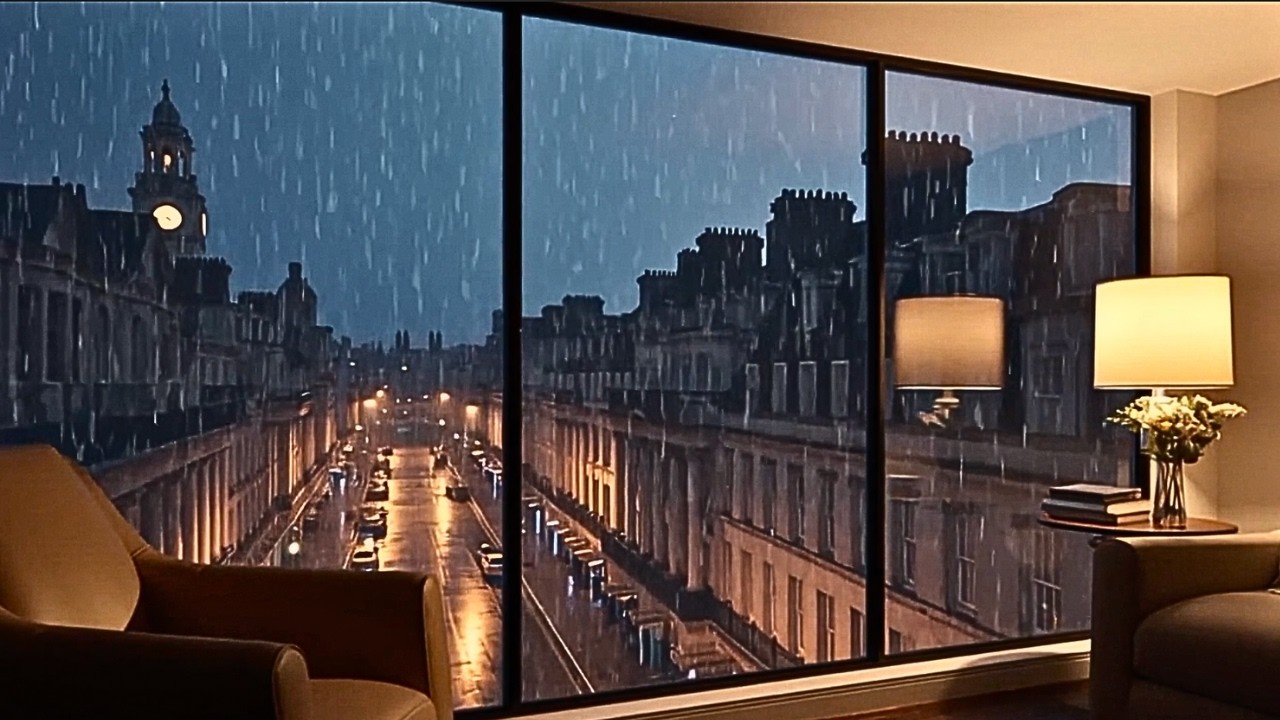 Gentle Rain at a Luxury European City Apartment | Night Ambience for Deep Sleep