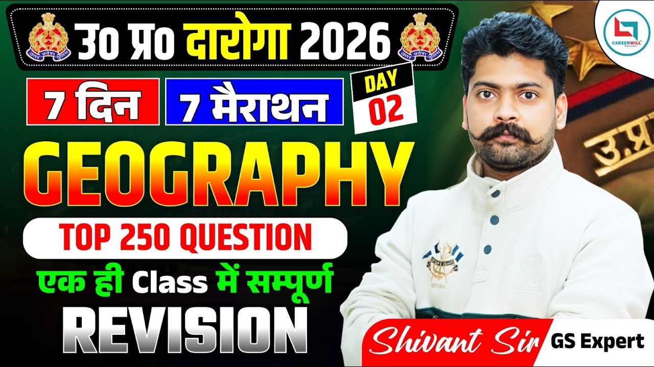 Day-2  Top 250 MCQ | 7 दिन 7 Marathon Series | UP Police Daroga 2026b GEOGRAPHY  | Shivant Sir#upsi