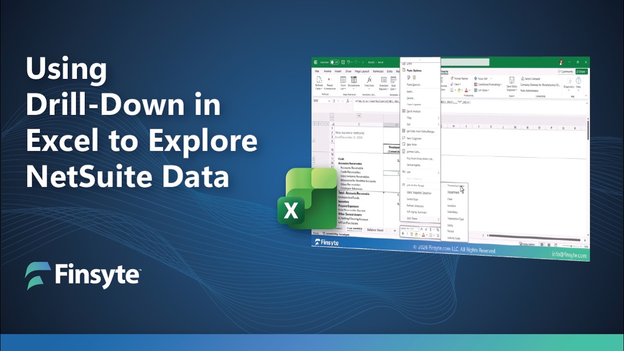 Using Drill-Down in Excel to Explore NetSuite Data