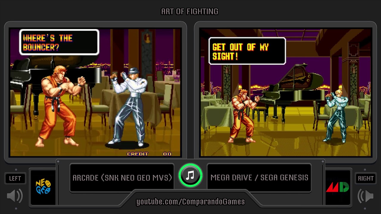 Art of Fighting (Arcade vs Sega Genesis) Side by Side Comparison (2 Longplay)