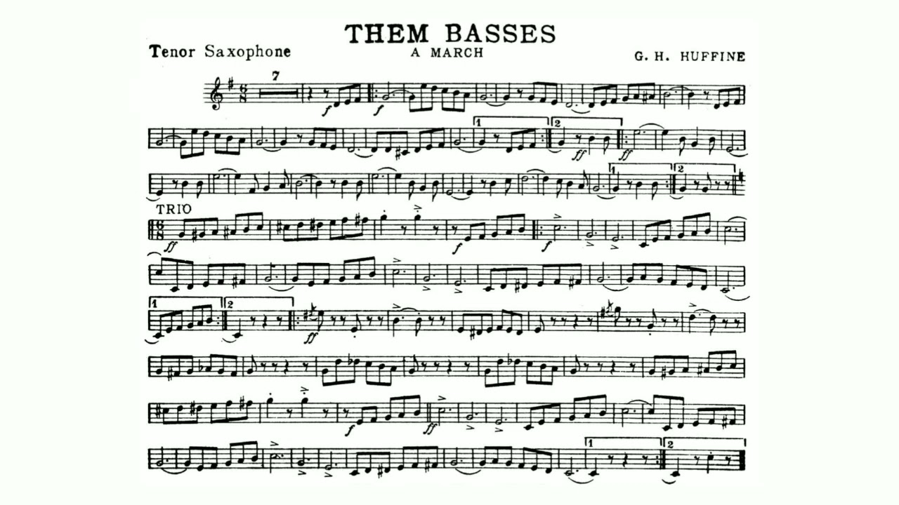 Them Basses March By Getty Herschel Huffine - Tenor Saxophone