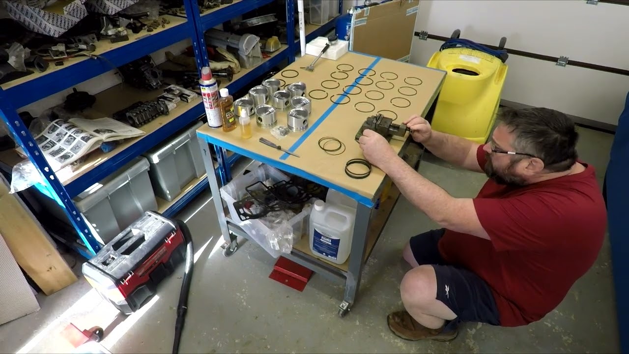 Triumph Stag Engine 3 - Assembling Pistons, Gapping Rings and Fitting Crankshaft.