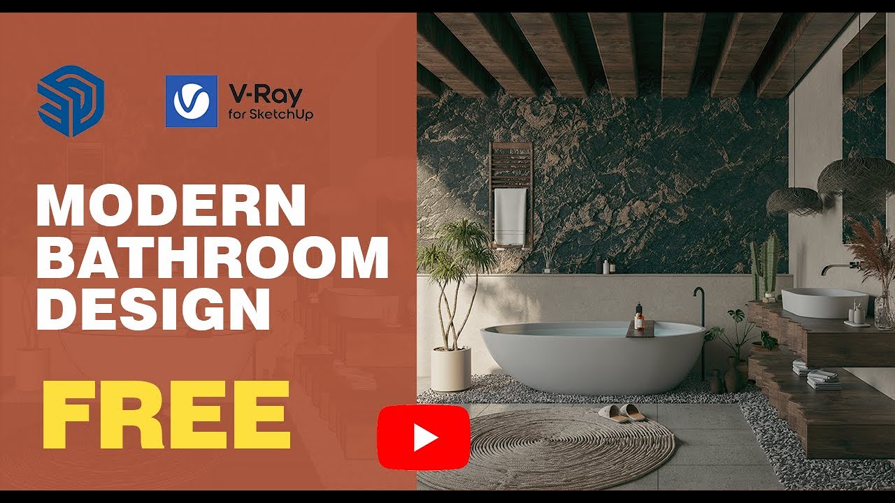 Sketchup bathroom design tutorial with v-ray realistic rendering #bathroomdesign