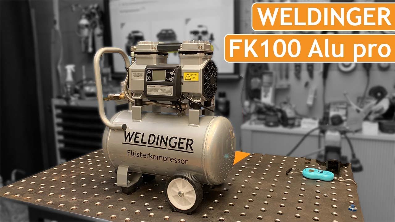 WELDINGER FK 100 Alu pro | 12kg leichter Flüsterkompressor mit Aluminiumtank | Digitale Anzeige