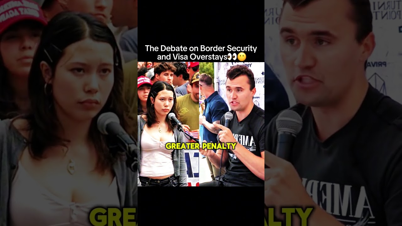 Дискуссия о безопасности границ и просроченных визах... #charliekirk #debate #duet