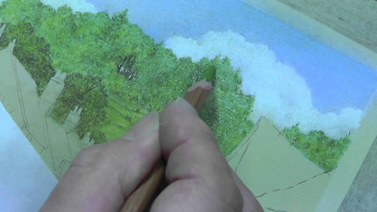 How to Draw Distant Trees in Pastel Pencils