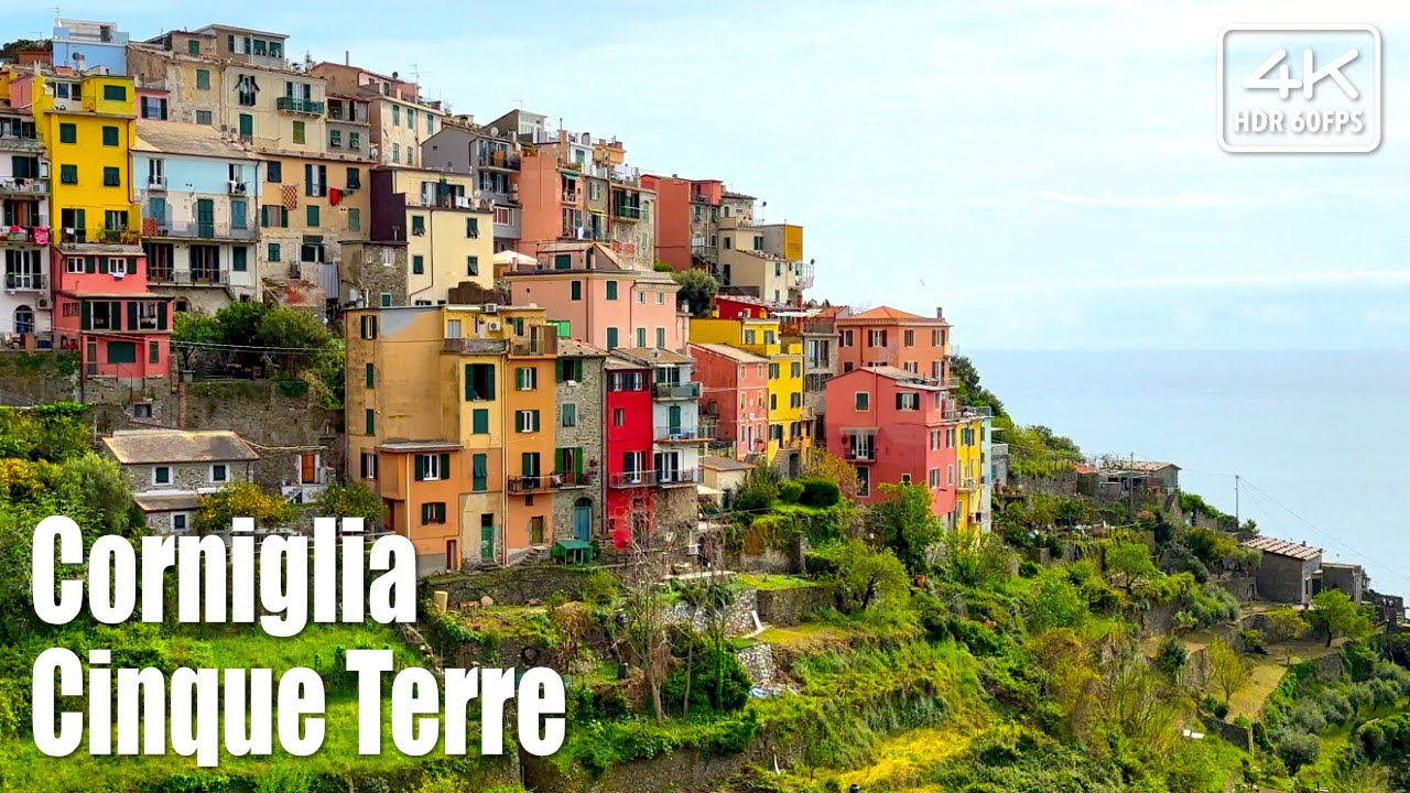 🇮🇹 Corniglia: walking tour, hiking to Vernazza, Cinque Terre, Spring April 4K HDR Italy (subtitles)