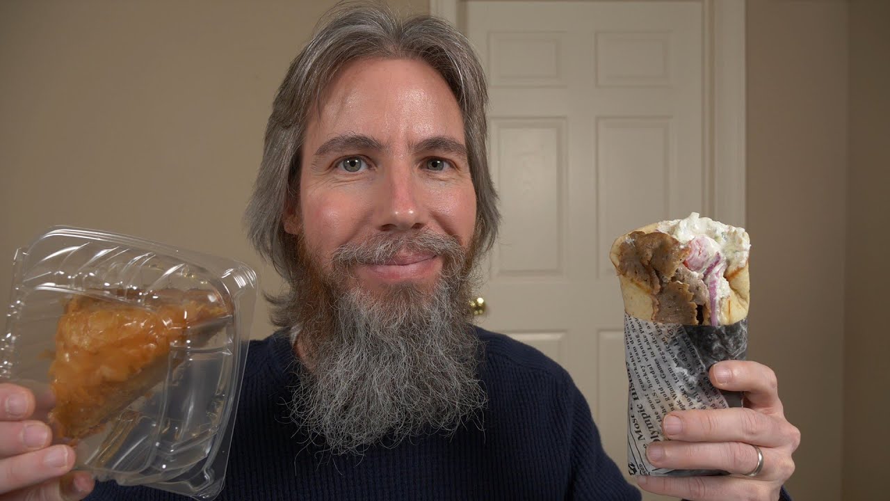 Eating Greek Gyro & Baklava ASMR
