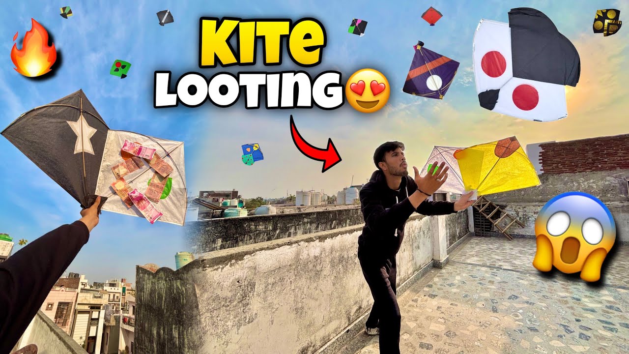 Kite Looting Catching on Rooftop😍🪁 paiso wali patang loot li chhat pe😱