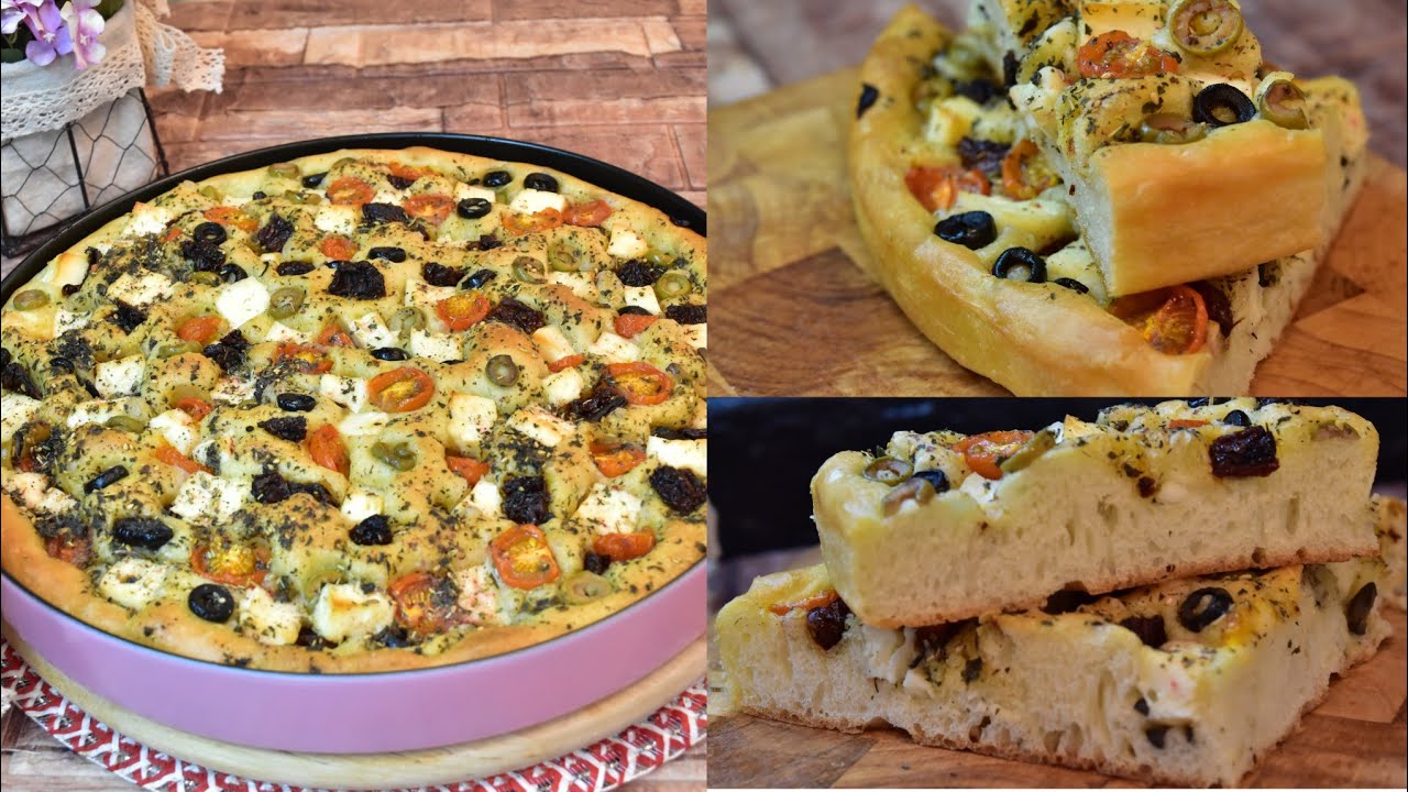 خبز الفوكاشيا بعجينه قطنيه رائعه من غير بيض او حليب,, Fokashia Bread, with No egg or Milk