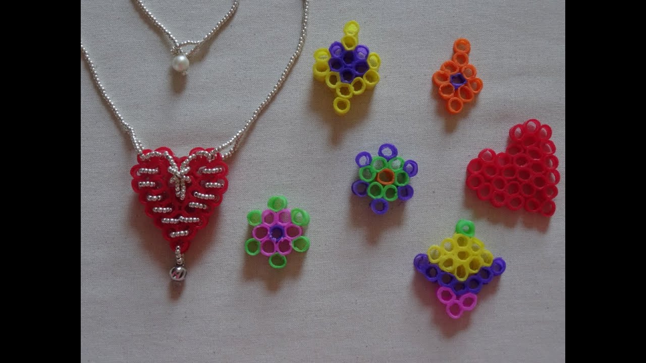How to make a heart necklace with recycled drinking straws( no glue used) Valentine's day craft