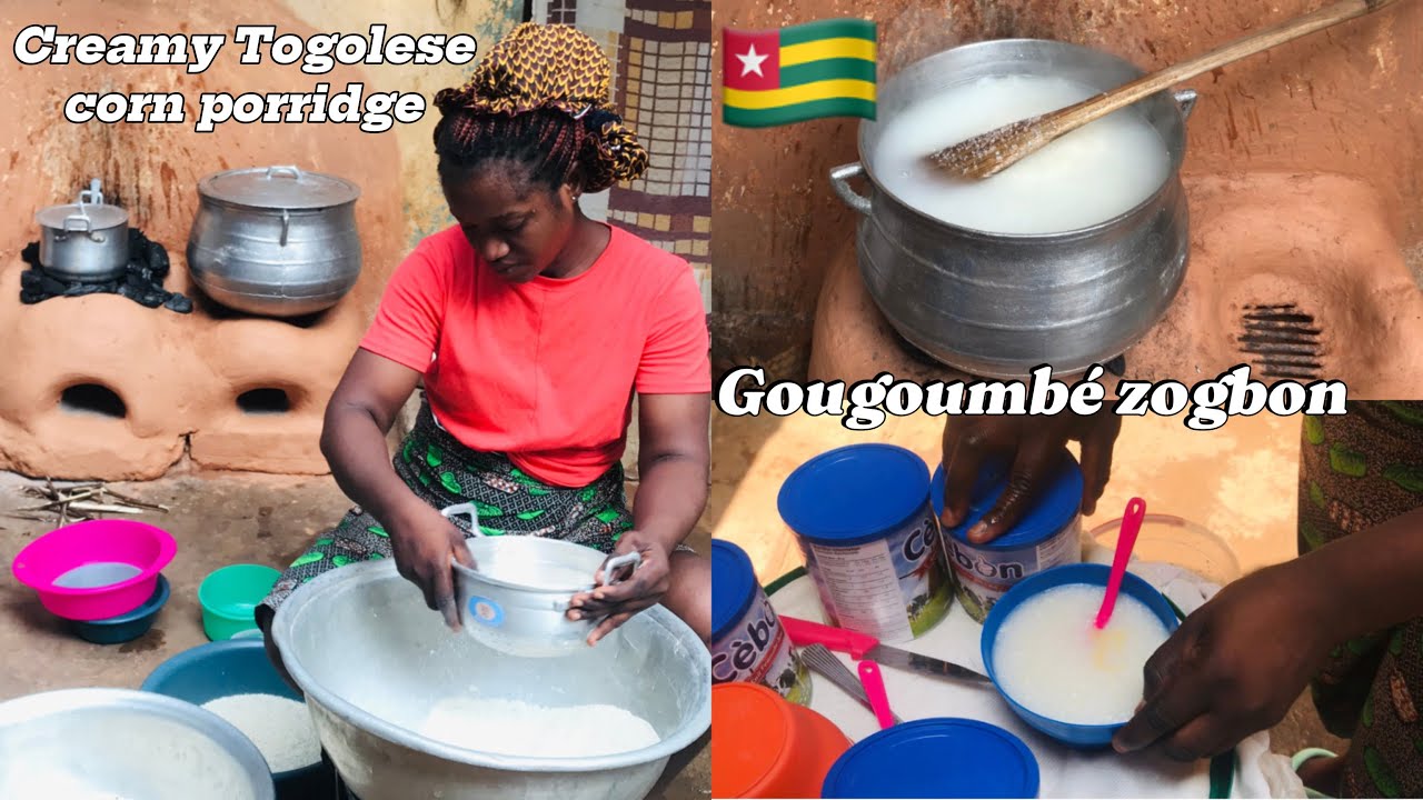 COOKING AUTHENTIC TOGOLESE GOUGOUMBÉ ZOGBON crashed creamy corn porridge in Lomé Togo🇹🇬west Africa