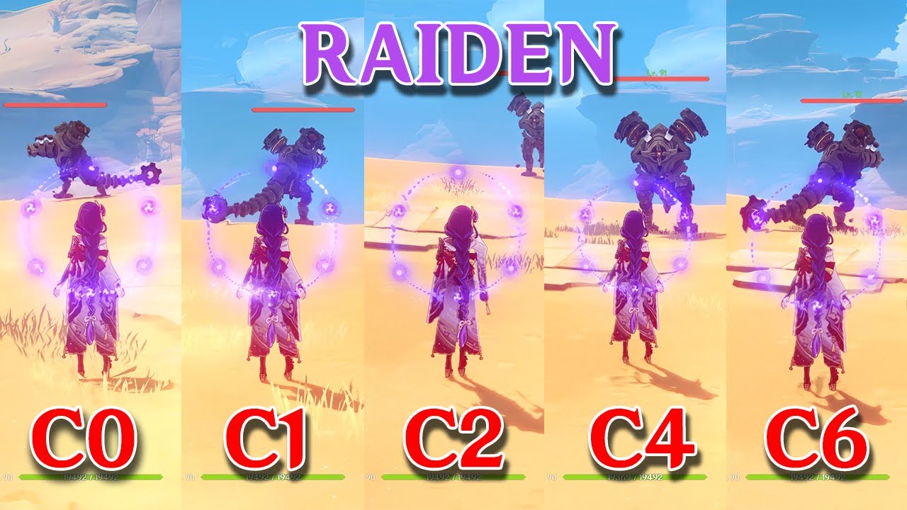 Сравнение C0 Raiden, C4 Raiden и C6 Raiden!! Насколько велика разница?? Сравнение игрового процес...