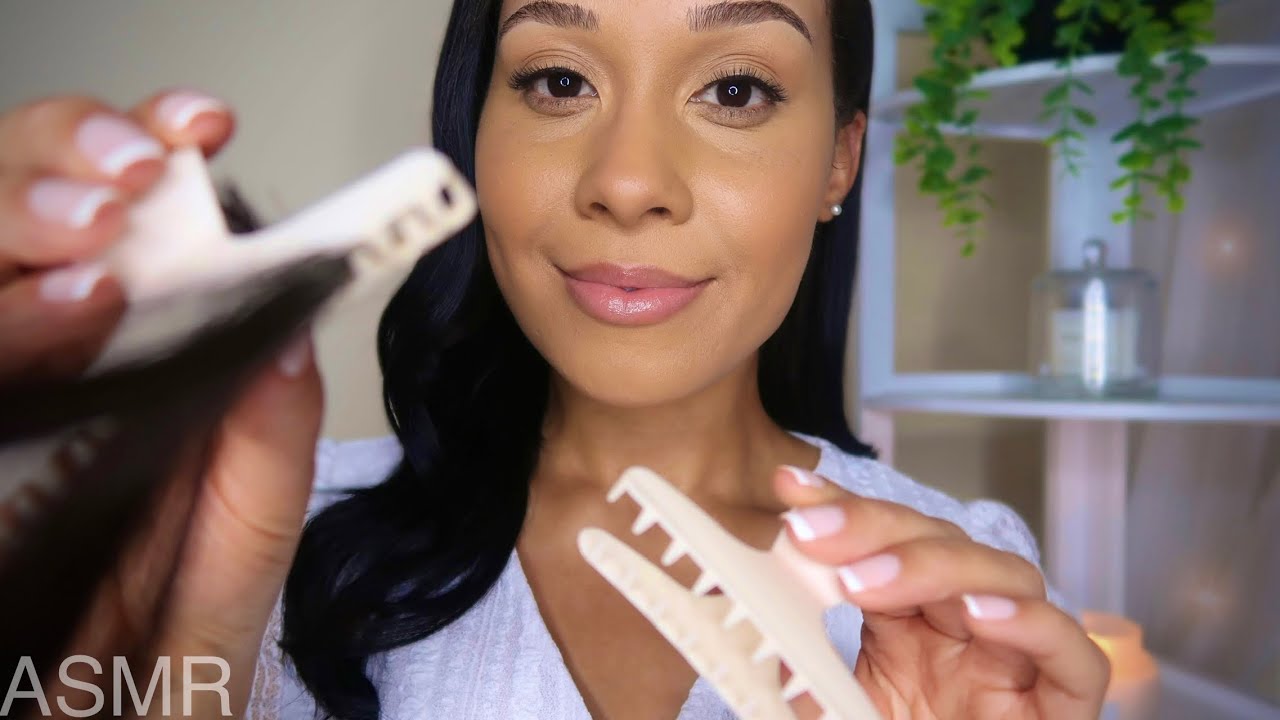 ASMR Relaxing Hair clipping and hair brushing ☁️ Layered sounds, No Talking