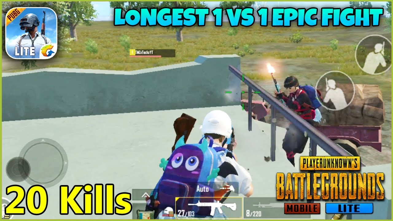 Longest 1 vs 1 Epic Gun Fight | PUBG MOBILE LITE Solo Squad Gameplay