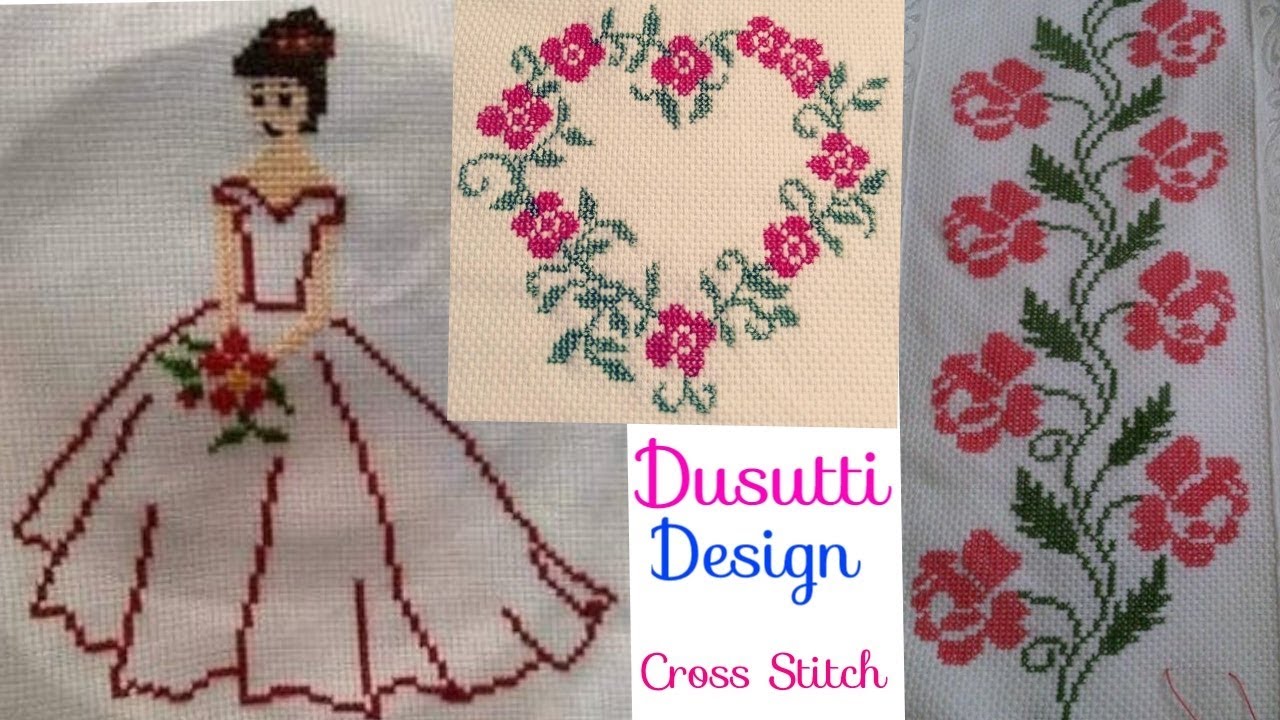 Top 25 Latest Dusutti  Design | Cross Stitch Flowers And Border Pattern | Hand Embroidery