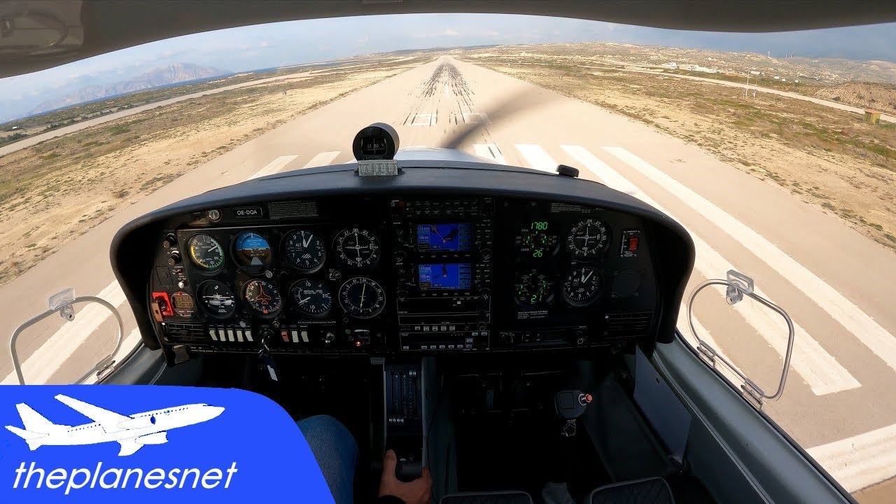 Diamond DA40 - Approach & Landing at KARPATHOS - GoPro Hero 9 Cockpit View - 5K